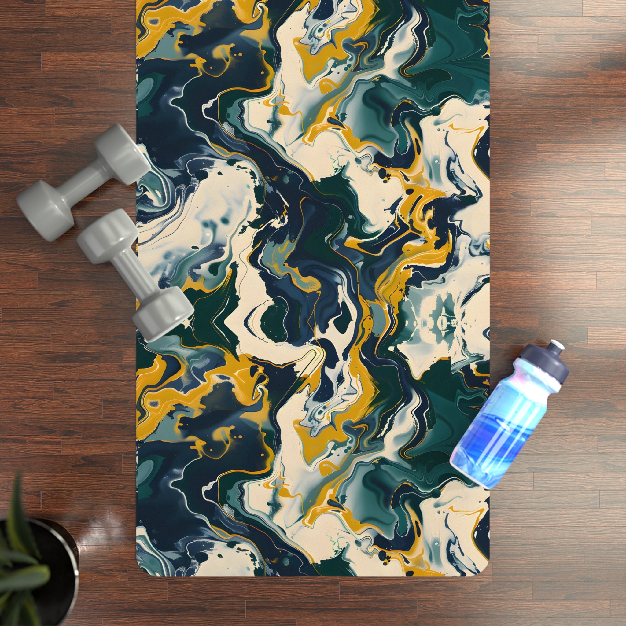 Abstract Emerald Green Yoga Mat - Yoga Mats - Taigora Activewear