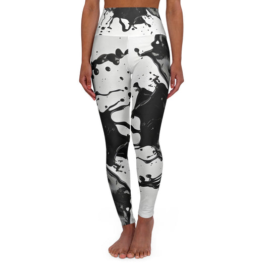 Black Splash Yoga Leggings - Yoga Leggings - Taigora Activewear