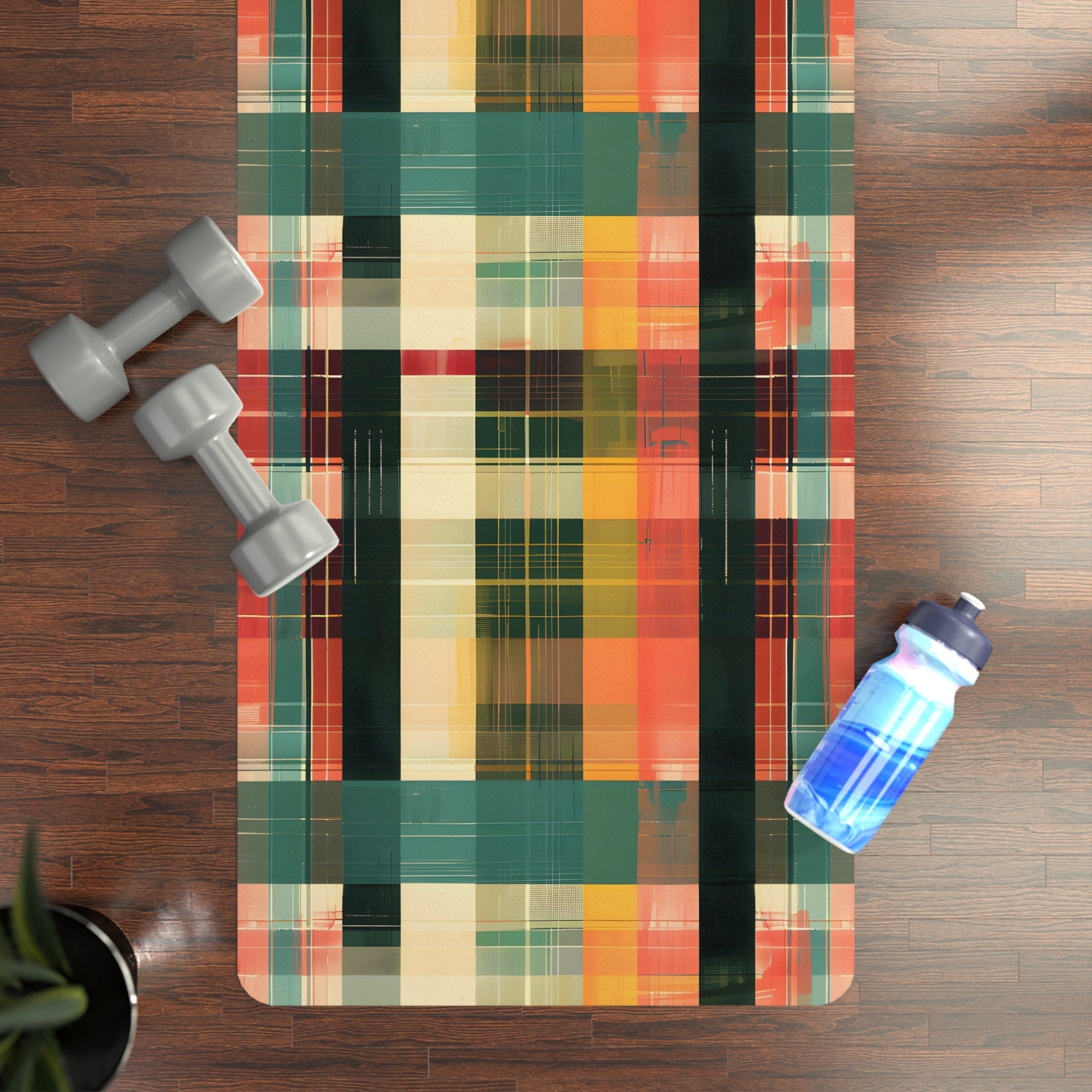 Crimson Gold Plaid Yoga Mat - Yoga Mats - Taigora Activewear