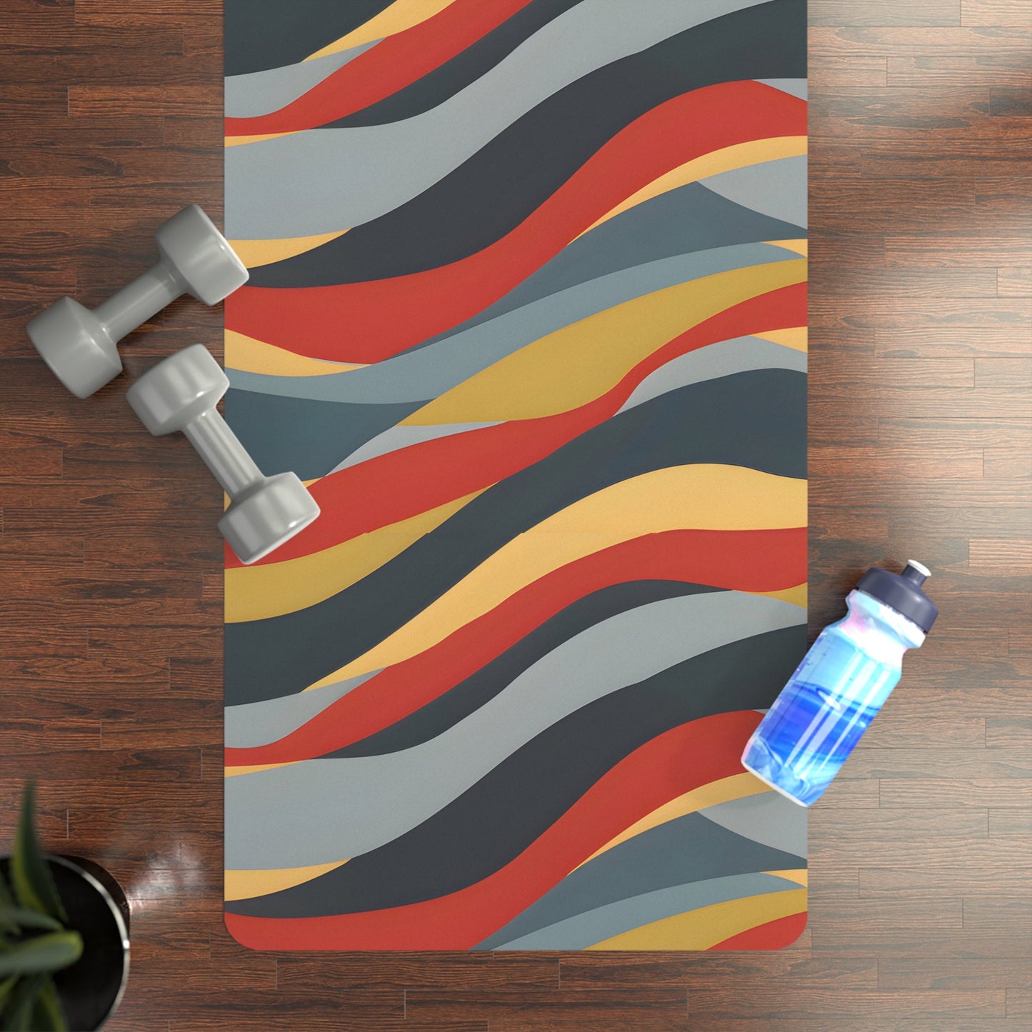 Crimson Gold Waves Yoga Mat - Yoga Mats - Taigora Activewear