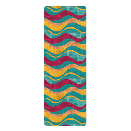 Crimson Teal Waves Yoga Mat - Yoga Mats - Taigora Activewear