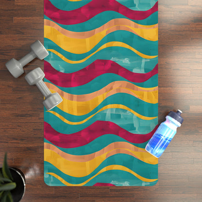 Crimson Teal Waves Yoga Mat - Yoga Mats - Taigora Activewear