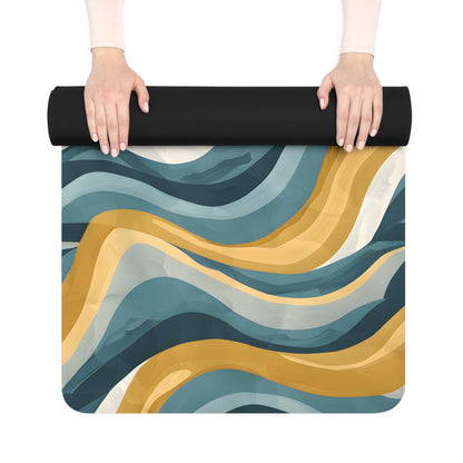 Golden Turquoise Waves Yoga Mat - Home Decor - Taigora Activewear