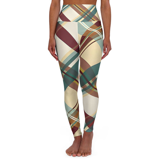 Maroon Sky Plaid Yoga Leggings - All Over Prints - Taigora Activewear