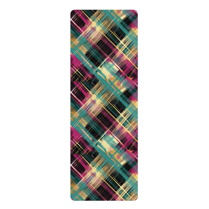 Plaid Magenta Teal Yoga Mat - Yoga Mats - Taigora Activewear