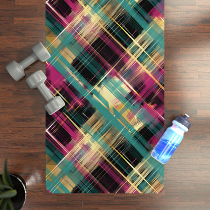 Plaid Magenta Teal Yoga Mat - Yoga Mats - Taigora Activewear