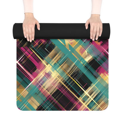 Plaid Magenta Teal Yoga Mat - Yoga Mats - Taigora Activewear