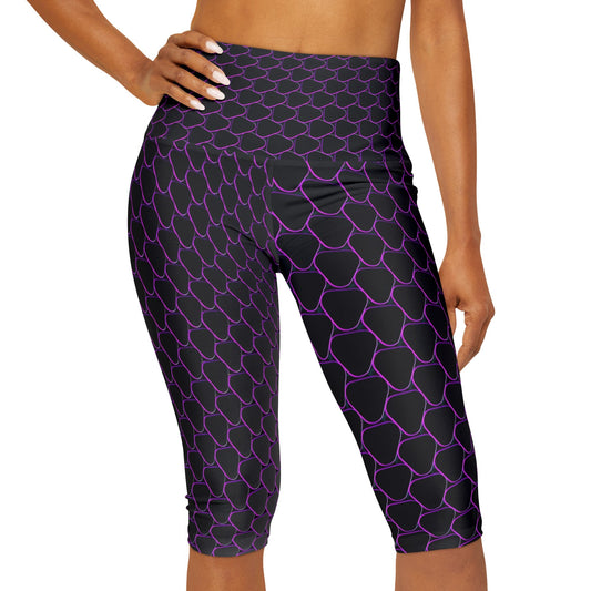 Purple Hex Yoga Capri Leggings - Yoga Capri Leggings - Taigora Activewear