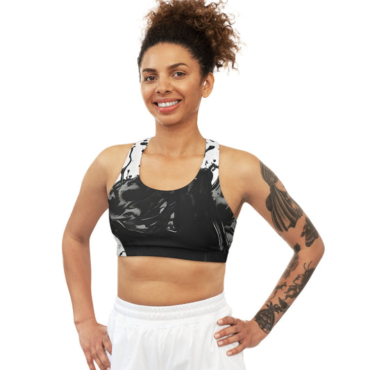 Women's Black Spill Seamless Sports Bra - Sports Bras - Taigora Activewear