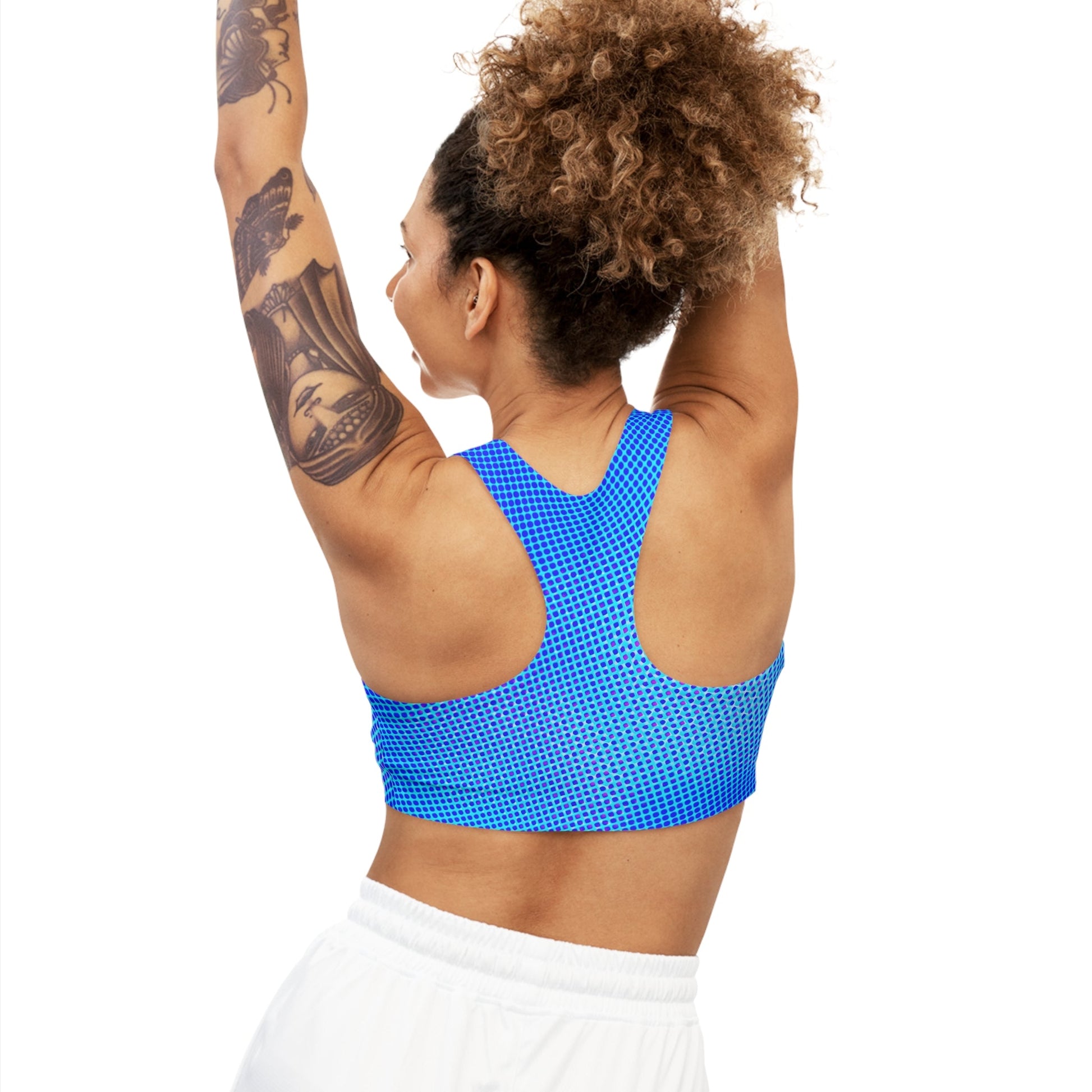 Women's Blue Hex Seamless Sports Bra - Sports Bras - Taigora Activewear