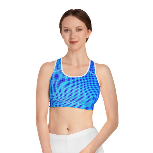 Women's Blue Hex Sports Bra - Regular Fit Sports Bras - Taigora Activewear