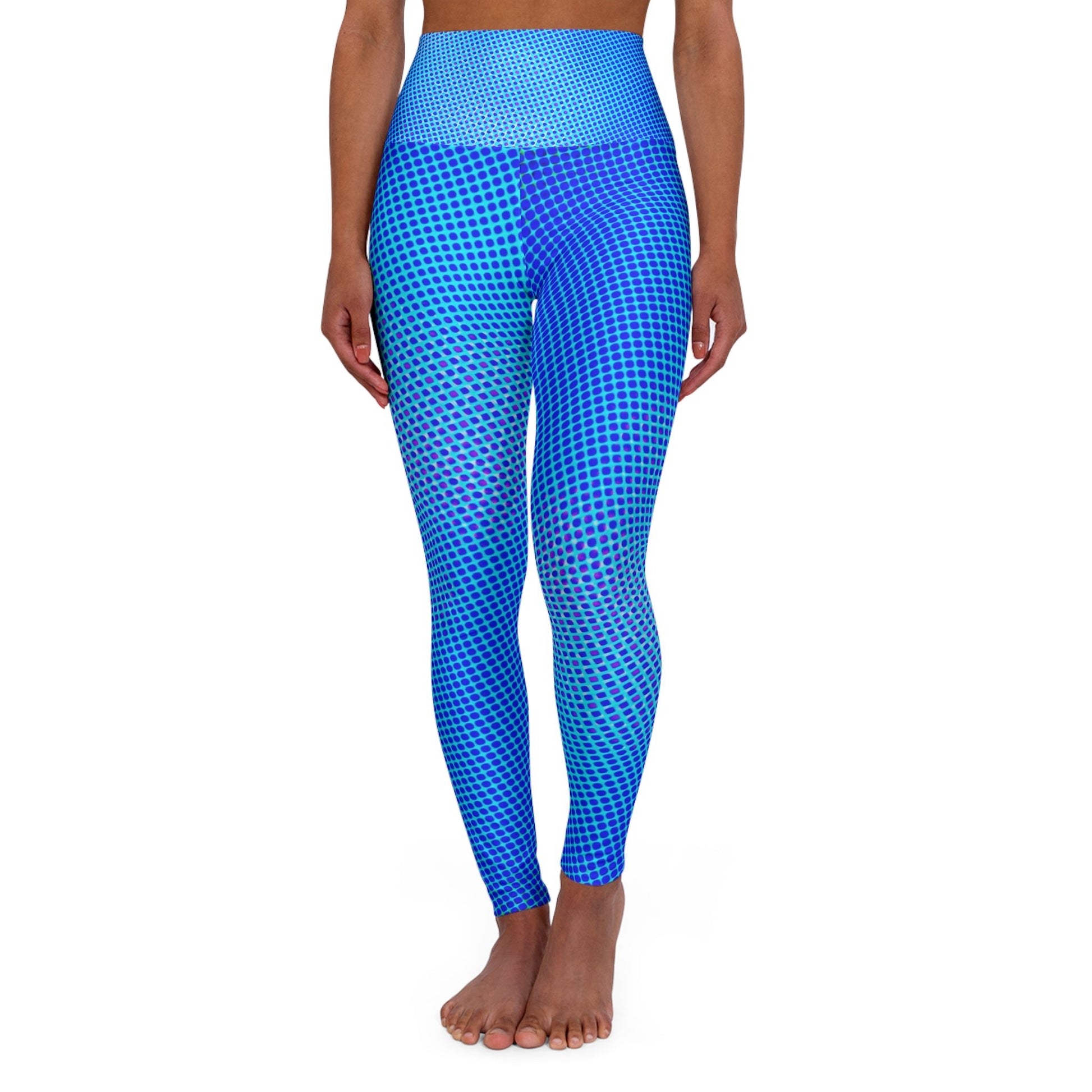 Women's Blue Hex Yoga Leggings - Taigora