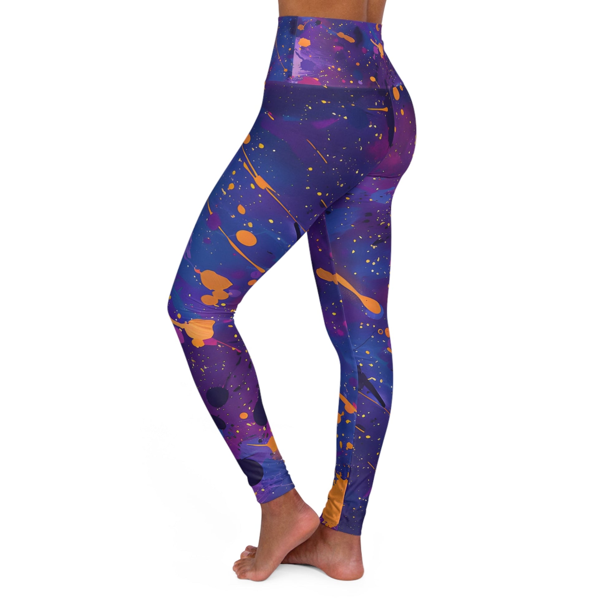 Women's Electric Violet Splash Yoga Leggings - Taigora