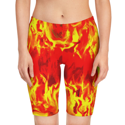 Women's Fire Red Trail Bike Shorts - Trail Bike Shorts - Taigora Activewear