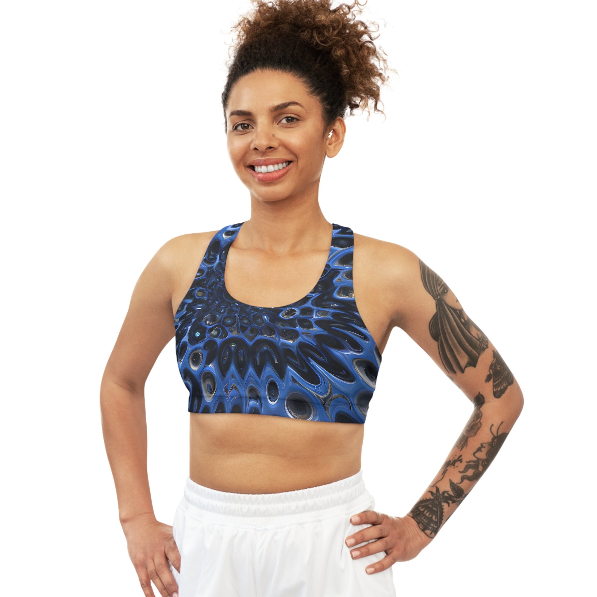 Women's Galactic Blue Seamless Sports Bra - Sports Bras - Taigora Activewear