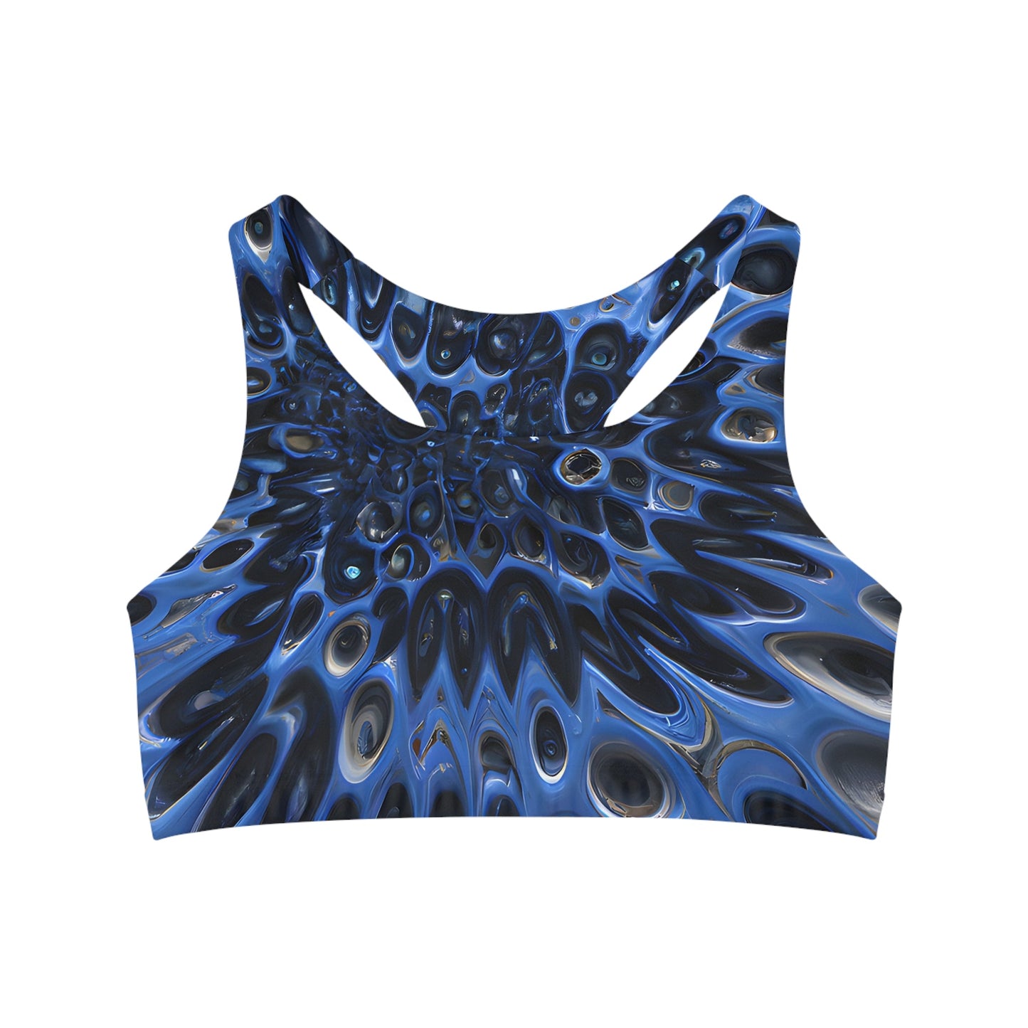 Women's Galactic Blue Seamless Sports Bra - Sports Bras - Taigora Activewear