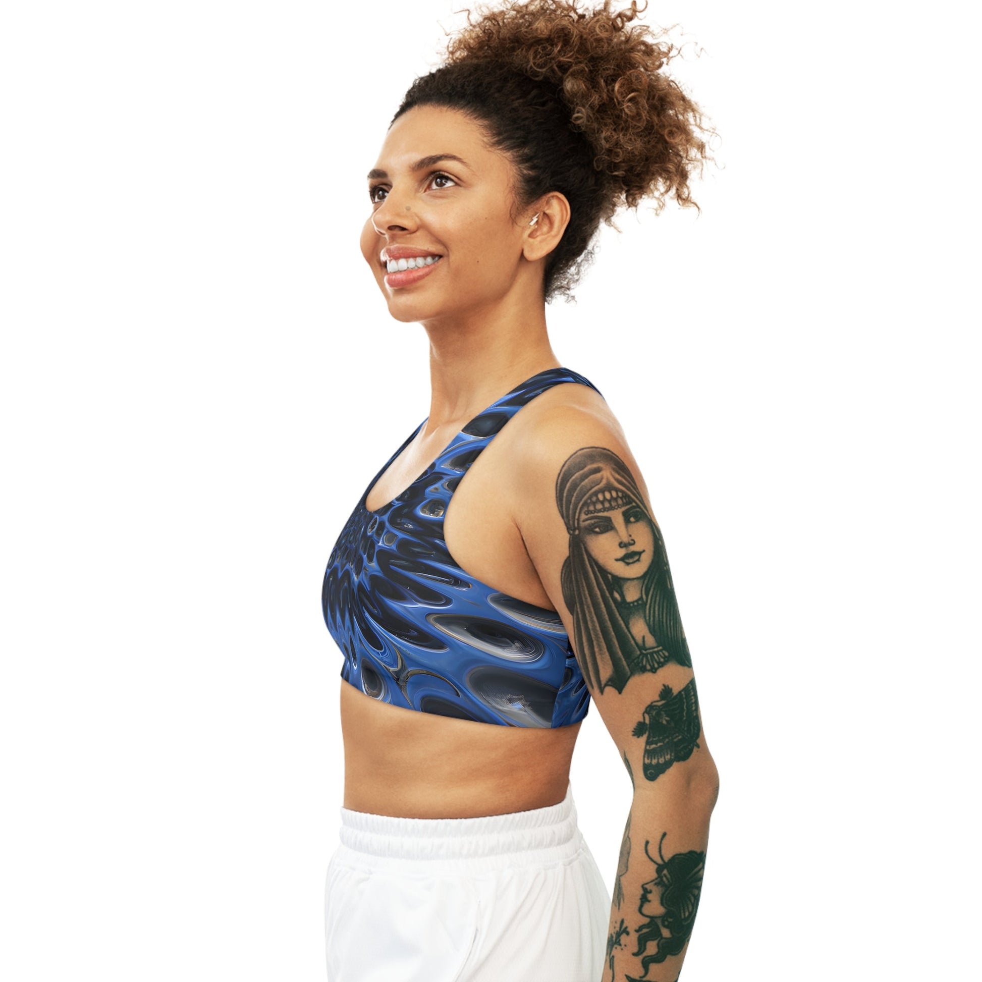 Women's Galactic Blue Seamless Sports Bra - Sports Bras - Taigora Activewear