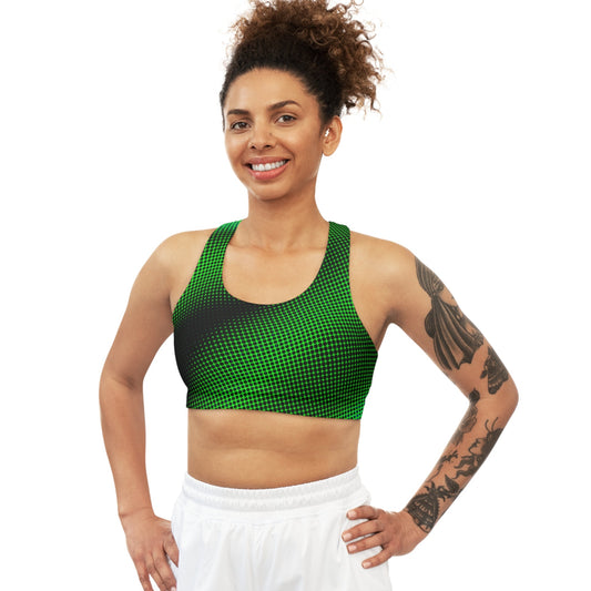 Women's Green Carbon Seamless Sports Bra - Seamless Sports Bras - Taigora Activewear