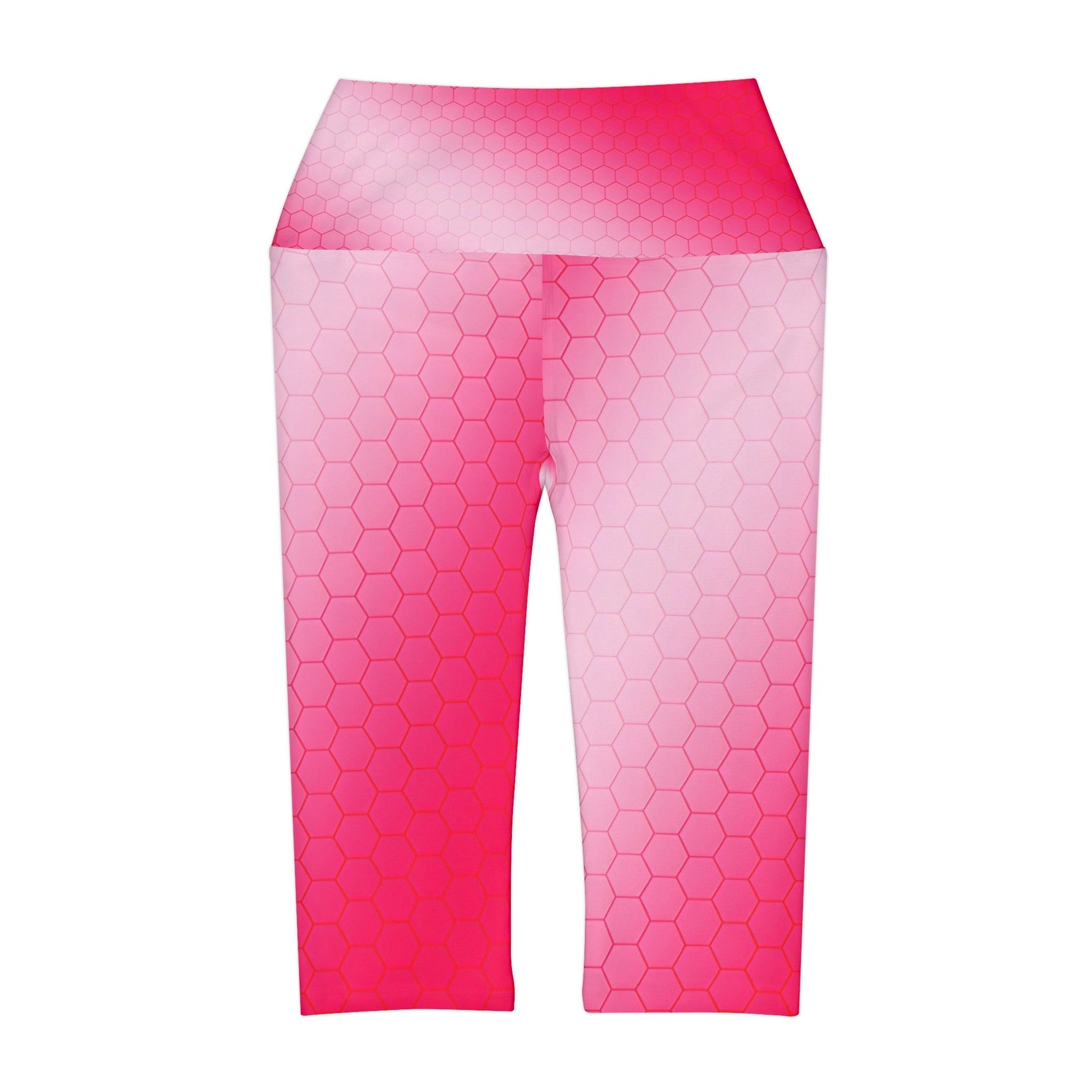 Women's Pink Hex Yoga Capri Leggings - Taigora