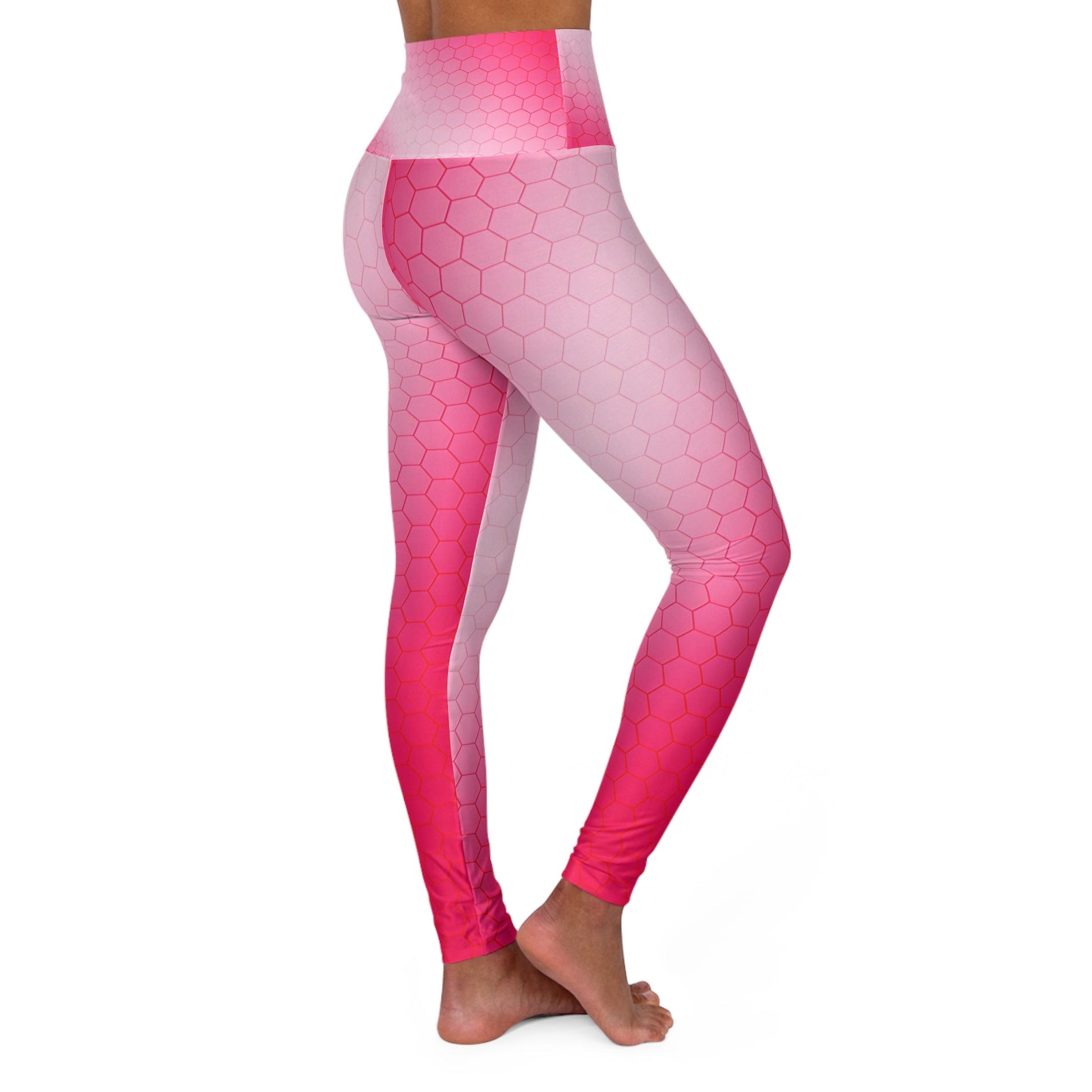 Women's Pink Hex Yoga Leggings - Taigora