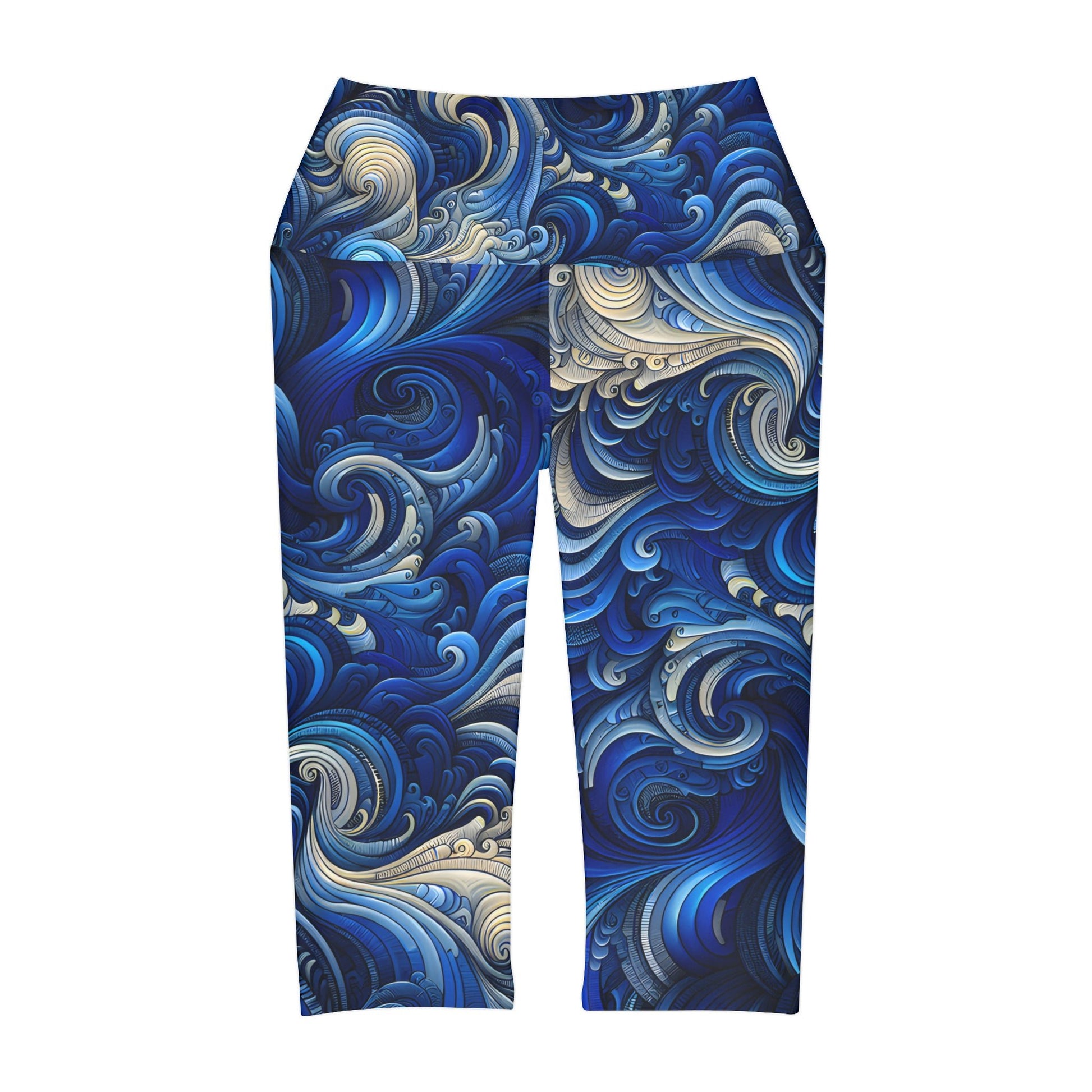 Women's Blue Opulence Yoga Capri Leggings - Yoga Capri Leggings - Taigora Activewear