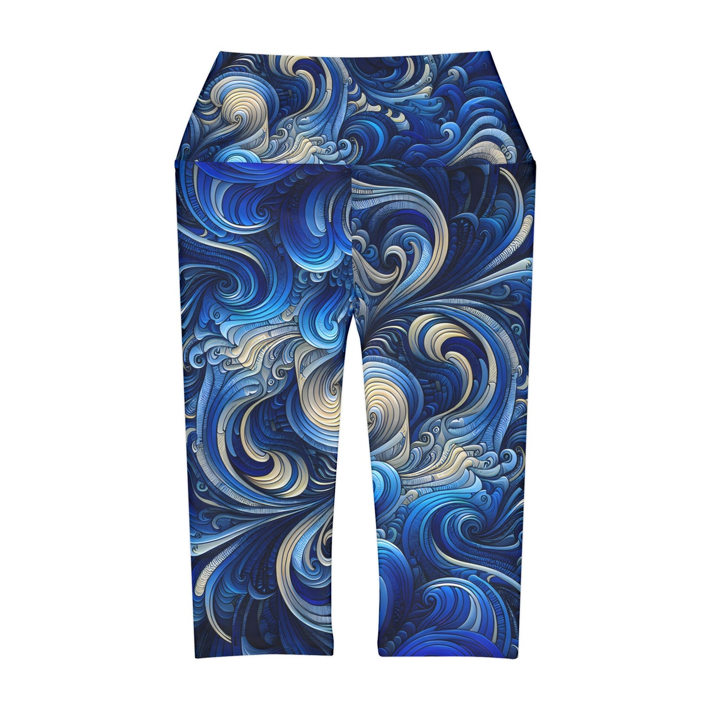 Women's Blue Opulence Yoga Capri Leggings - Yoga Capri Leggings - Taigora Activewear