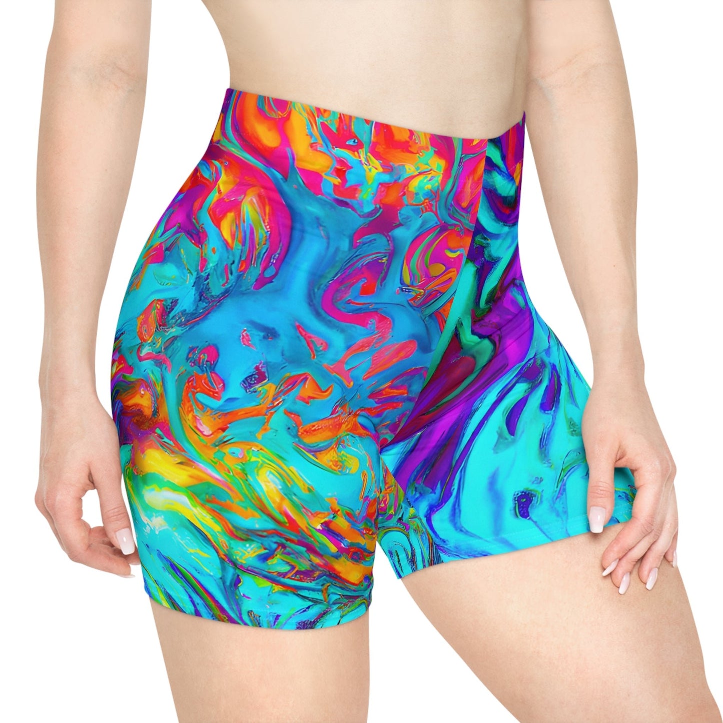 Women's Raving Neon Urban Bike Shorts - Urban Bike Shorts - Taigora Activewear