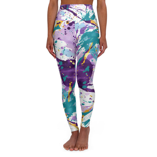 Women's Splash Purple Turquoise Yoga Leggings - Taigora