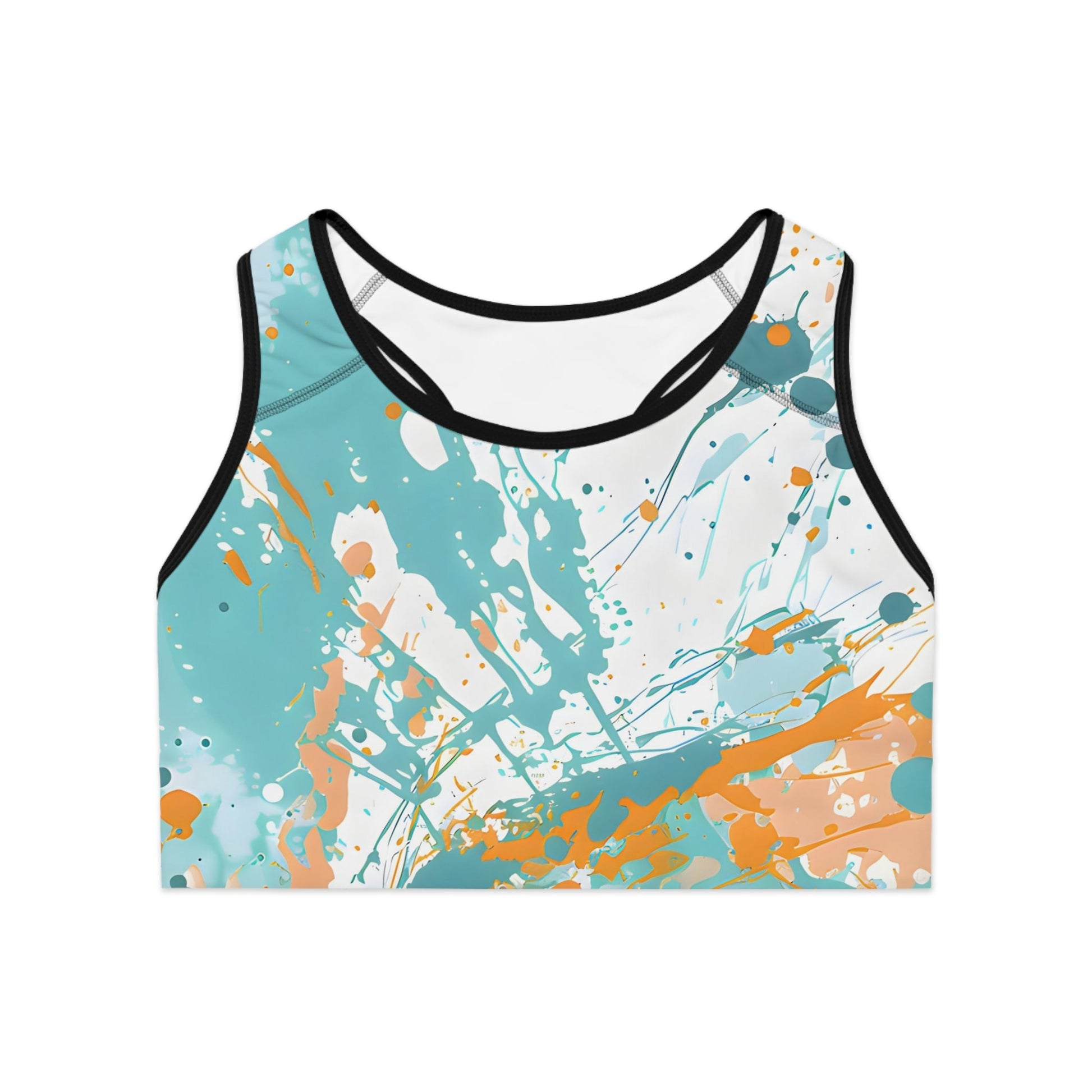 Women's Splash Turquoise Sports Bra - Sports Bras - Taigora Activewear