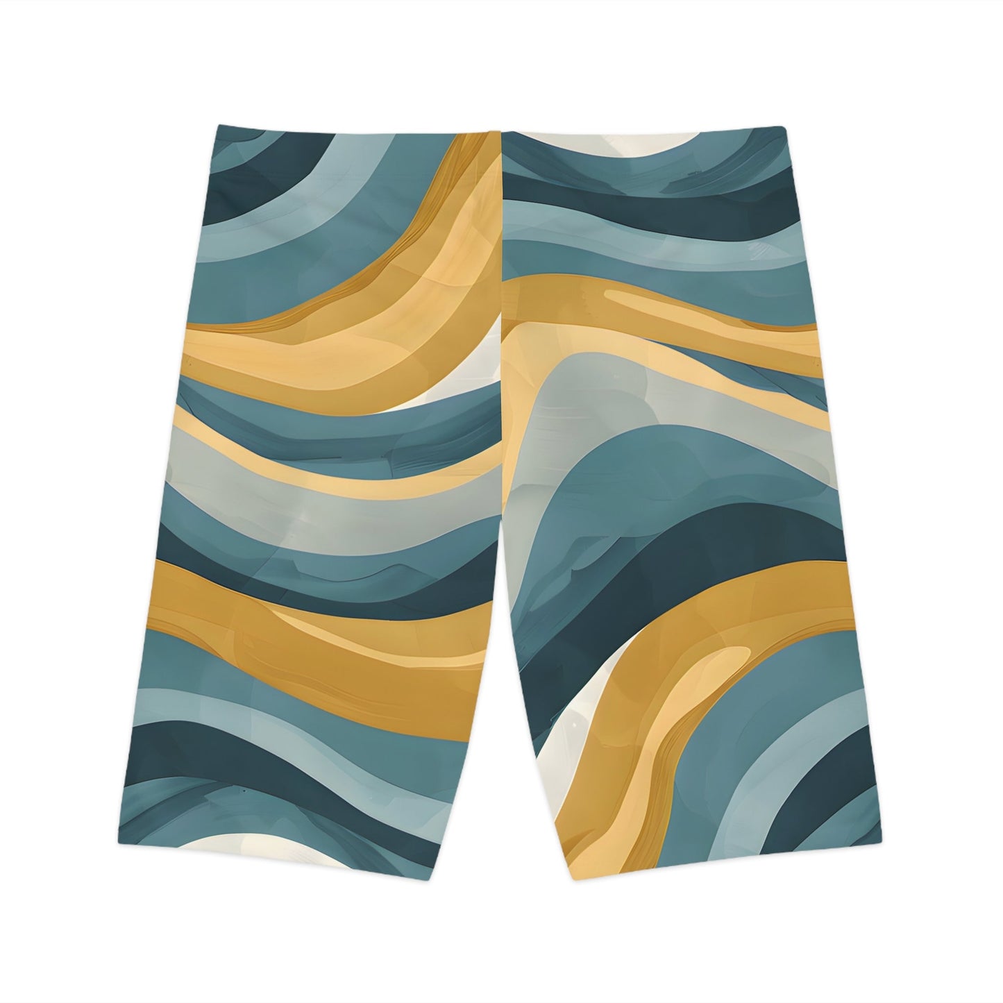Women's Waves Turquoise Gold Trail Bike Shorts - Taigora