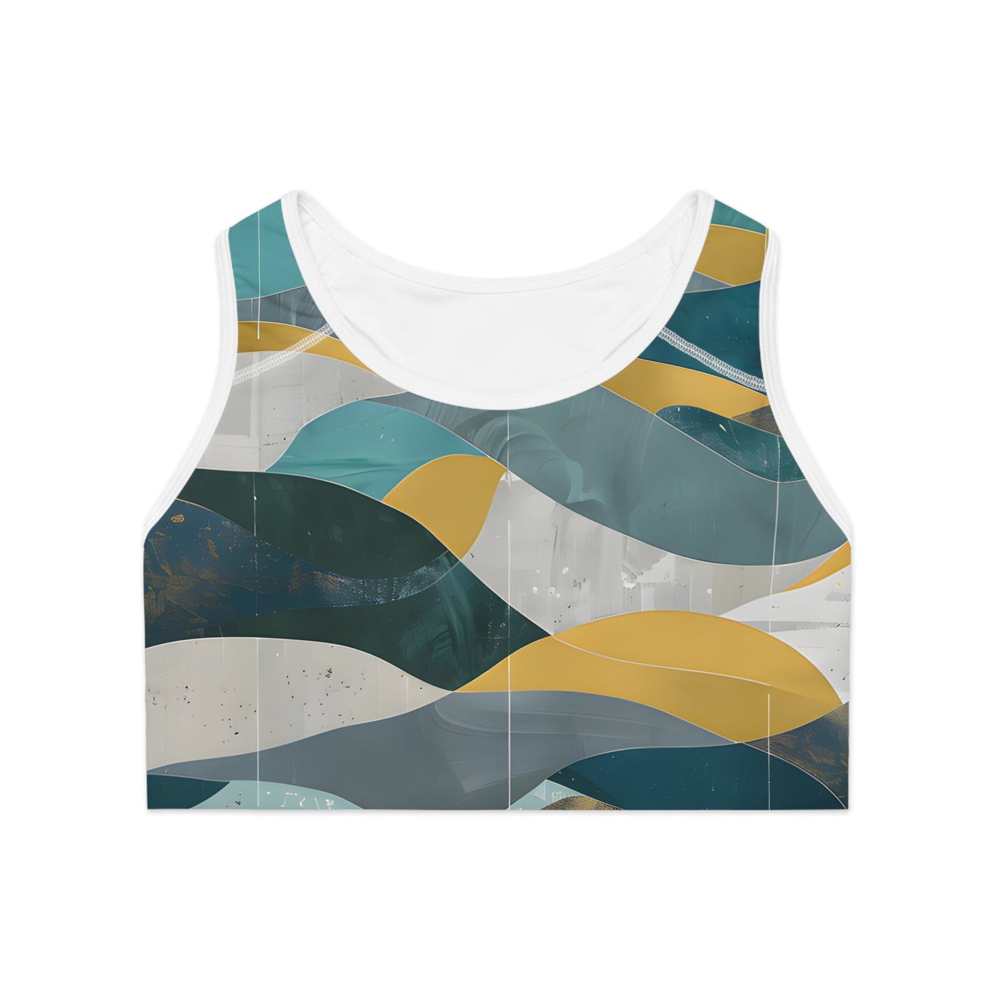 Women's Waves Turquoise Sports Bra - Taigora