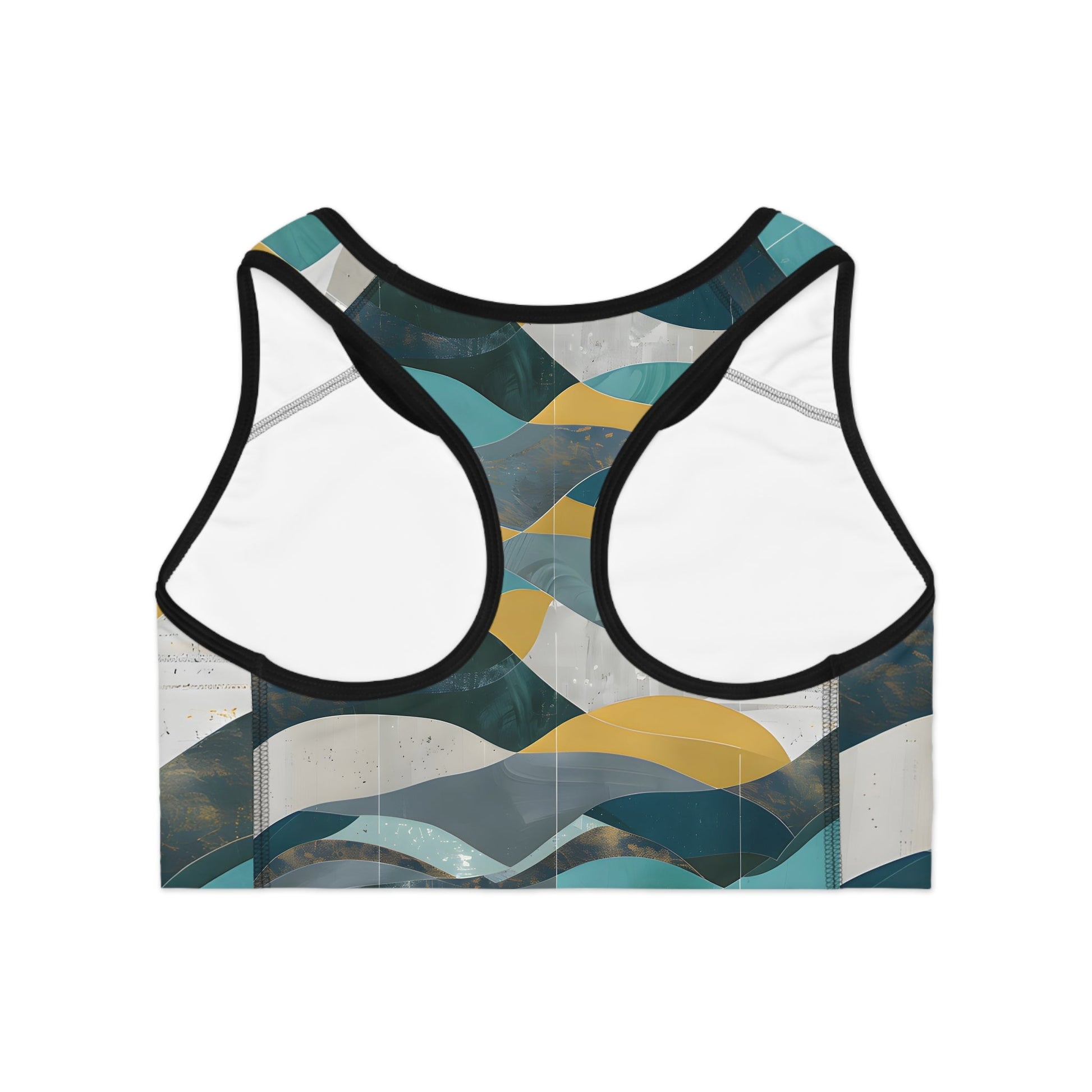 Women's Waves Turquoise Sports Bra - Taigora