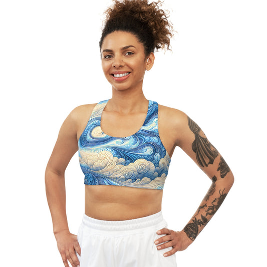 Women's Zephyr Soft Blue Seamless Sports Bra - Taigora