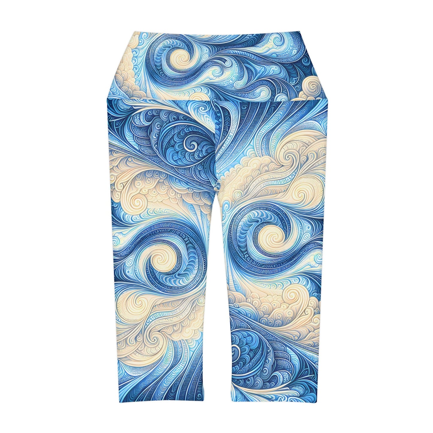 Women's Zephyr Soft Blue Yoga Capri Leggings - Yoga Capri Leggings - Taigora Activewear