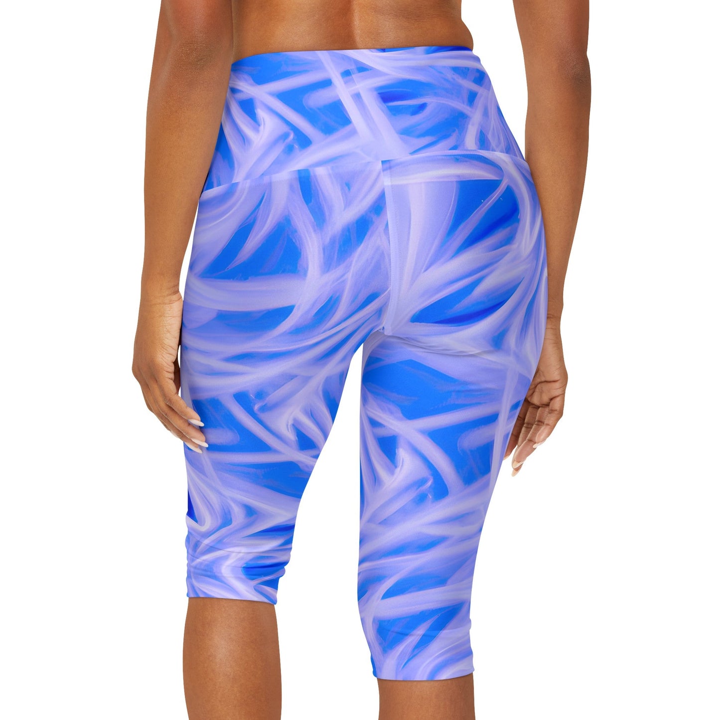 Women's Zephyr Soft Blue Yoga Capri Leggings - Taigora