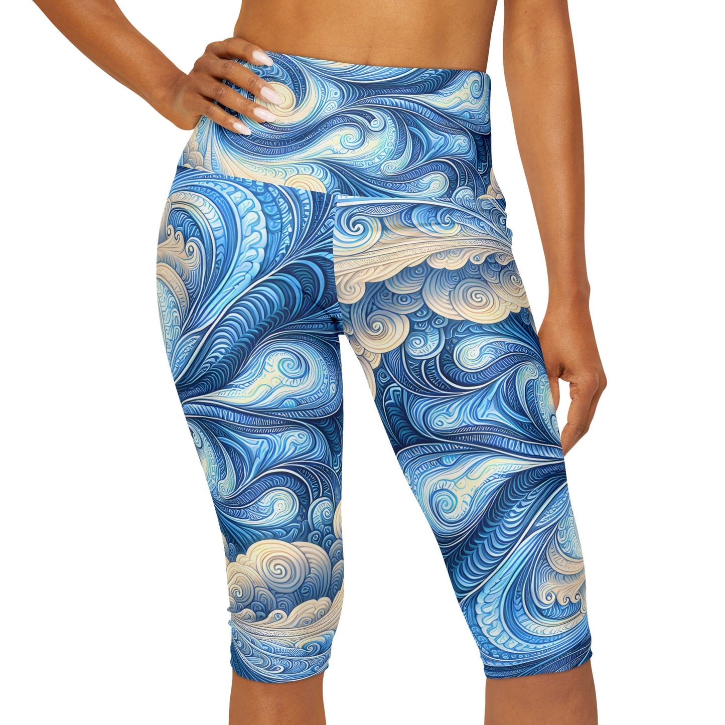 Women's Zephyr Soft Blue Yoga Capri Leggings - Yoga Capri Leggings - Taigora Activewear