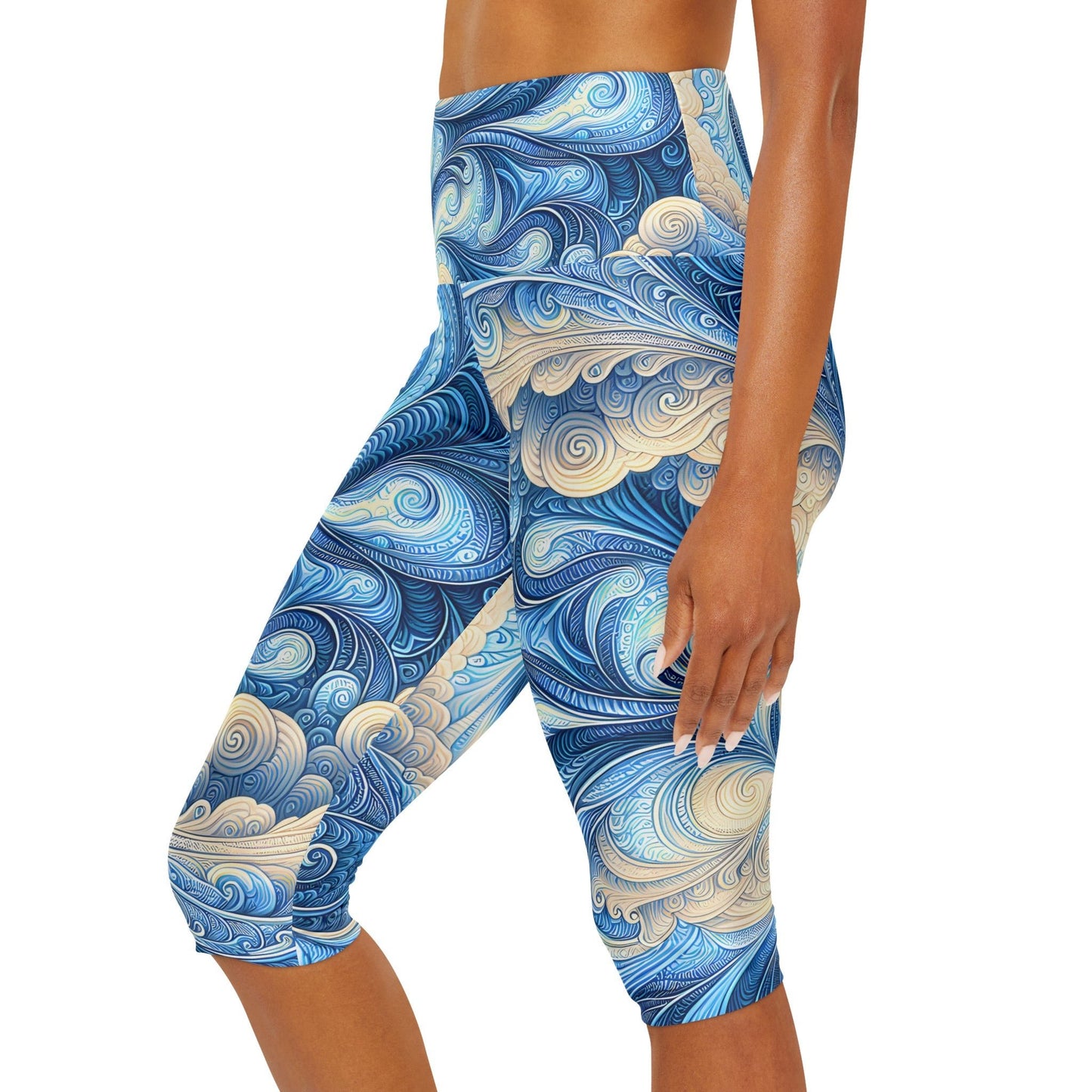 Women's Zephyr Soft Blue Yoga Capri Leggings - Yoga Capri Leggings - Taigora Activewear