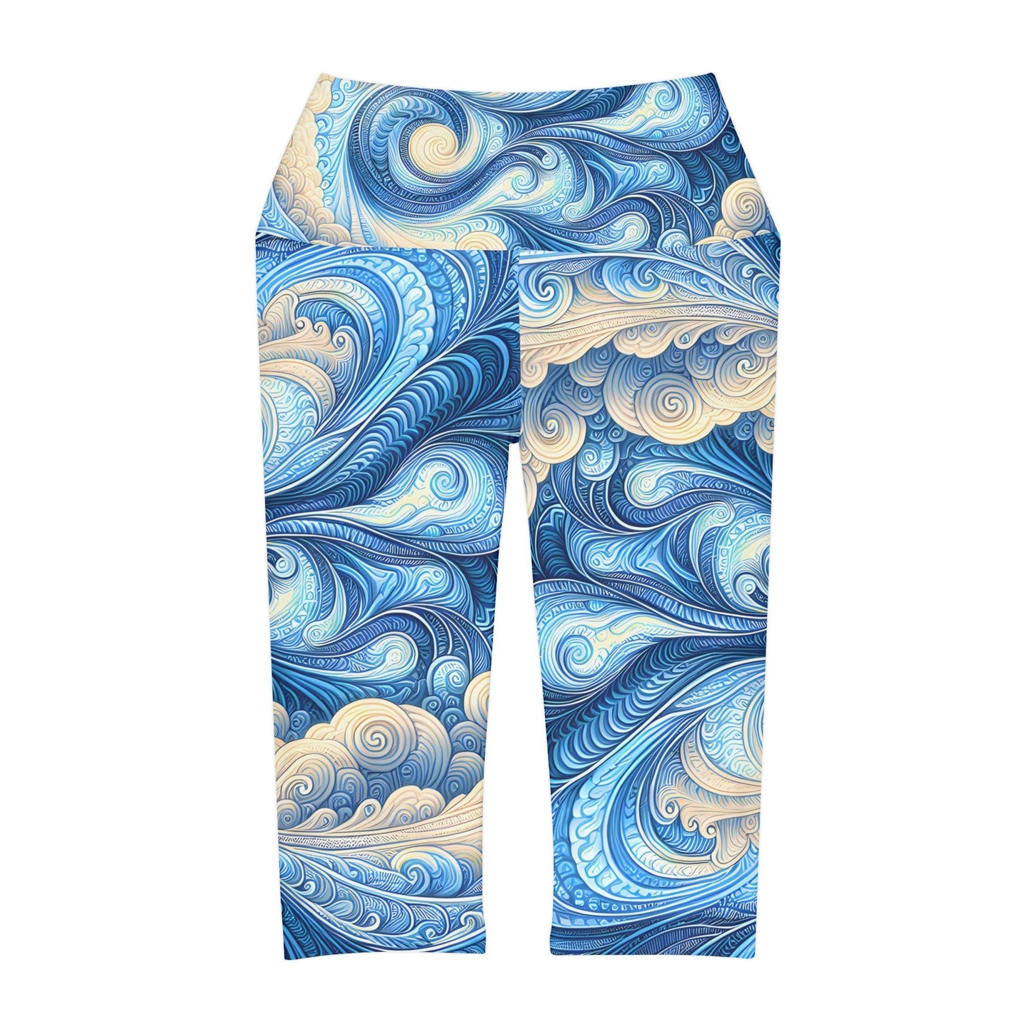 Women's Zephyr Soft Blue Yoga Capri Leggings - Yoga Capri Leggings - Taigora Activewear