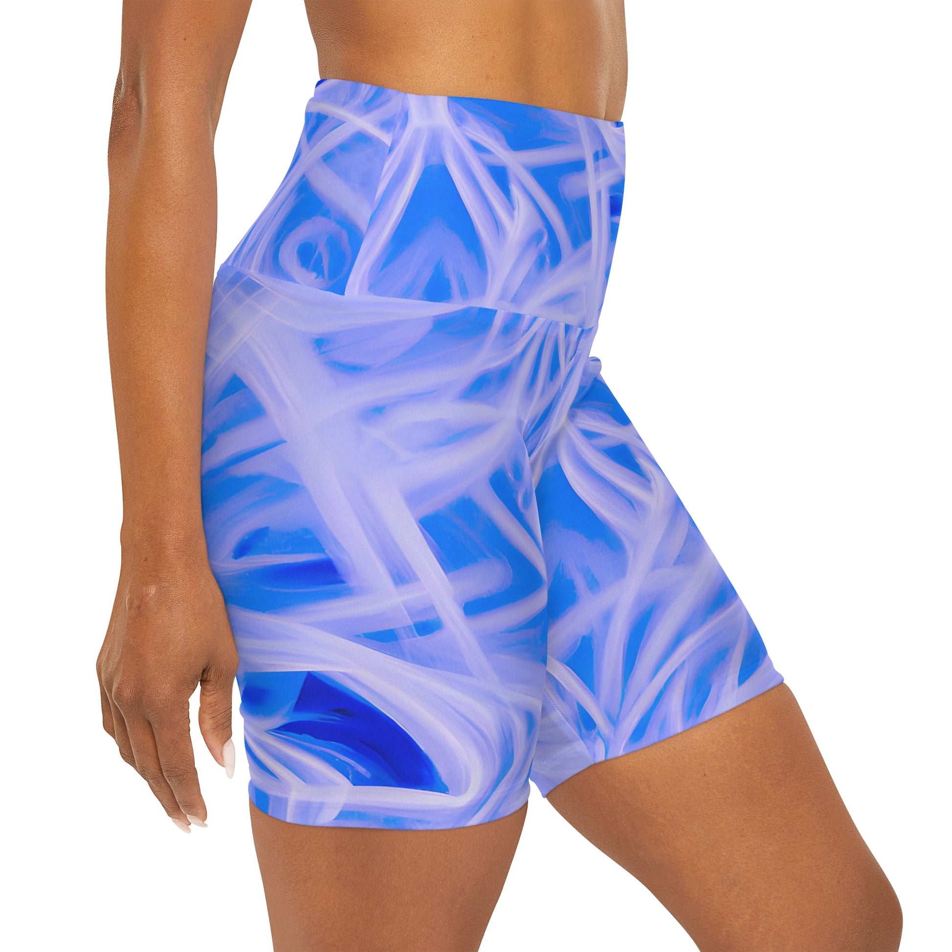 Women's Zephyr Soft Blue Yoga Shorts - Taigora