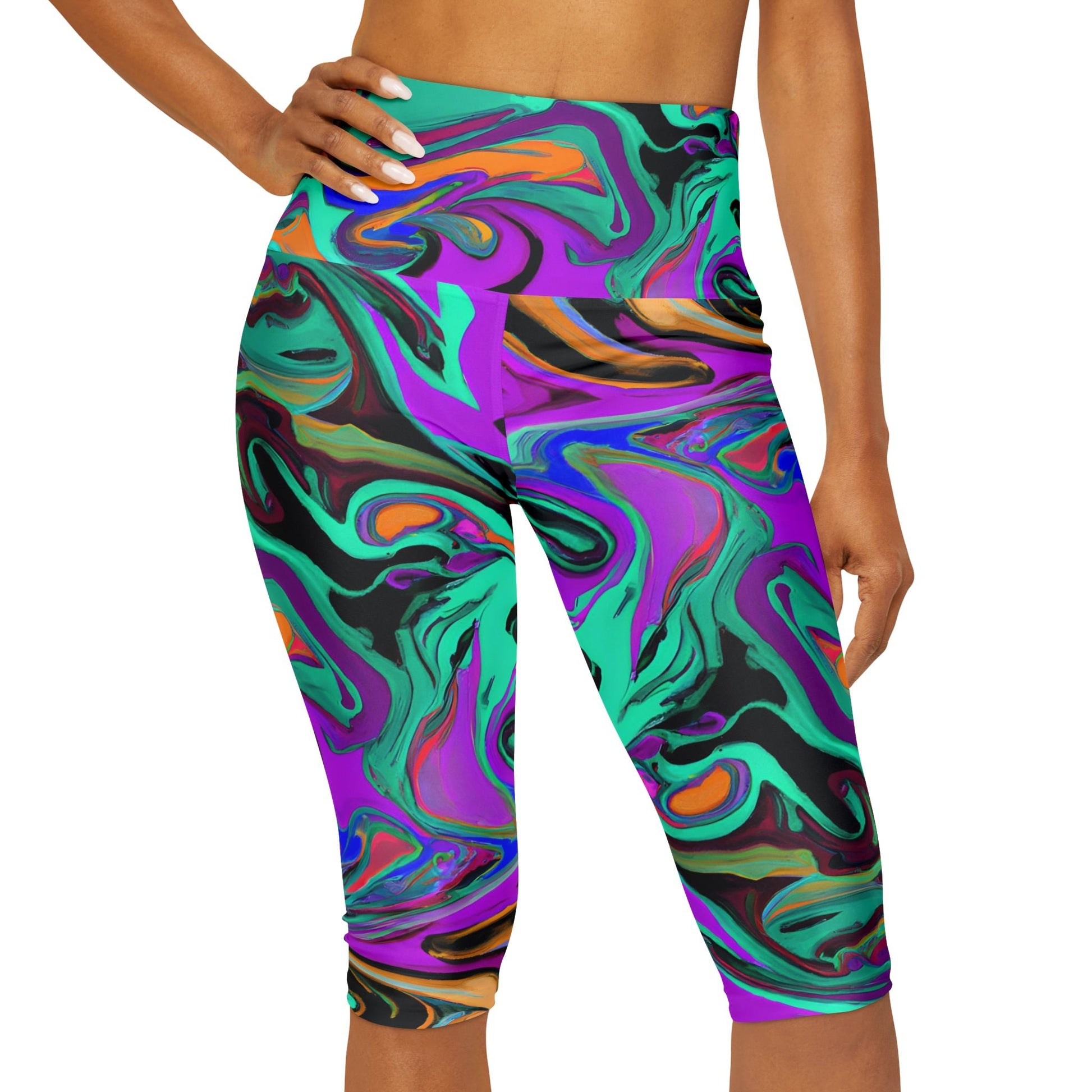 Women's Acidic Yoga Capri Leggings - Yoga Capri Leggings - Taigora Activewear