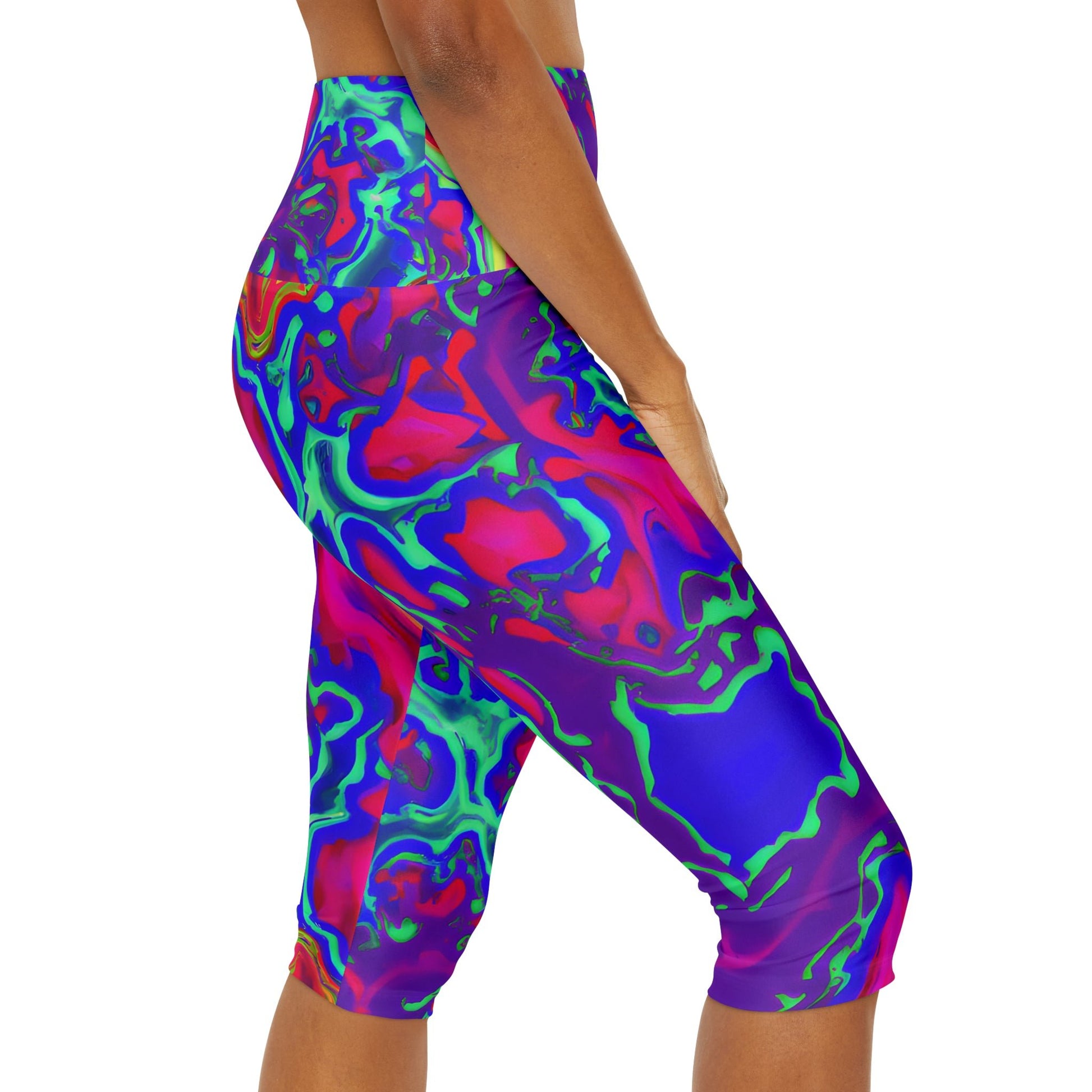 Women's Fluxing Iridescent Yoga Capri Leggings - Yoga Capri Leggings - Taigora Activewear