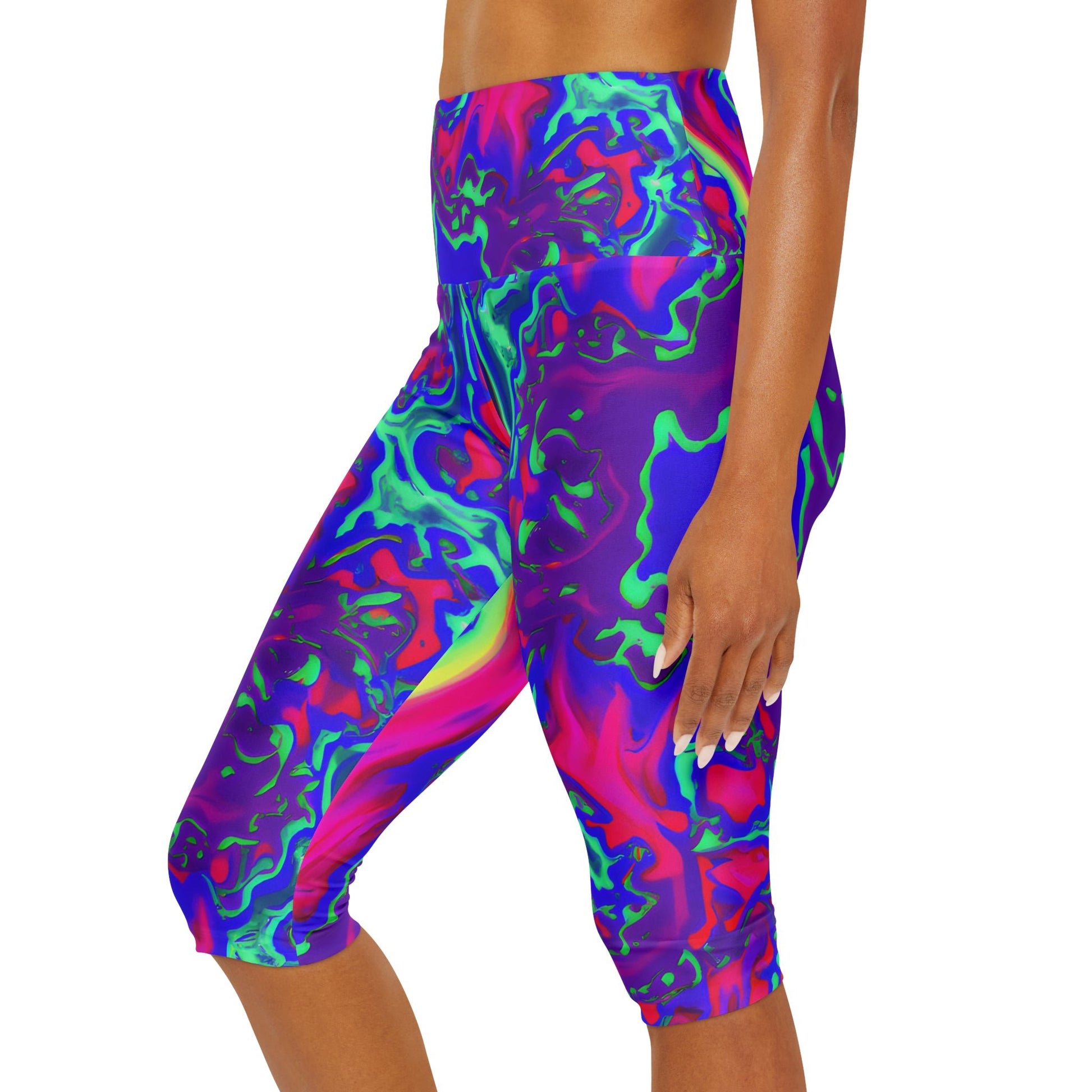 Women's Fluxing Iridescent Yoga Capri Leggings - Yoga Capri Leggings - Taigora Activewear