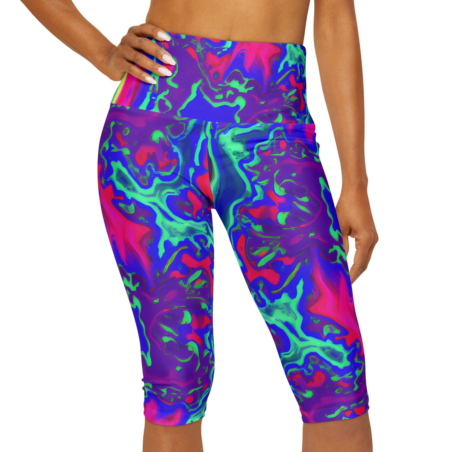 Women's Fluxing Iridescent Yoga Capri Leggings - Yoga Capri Leggings - Taigora Activewear