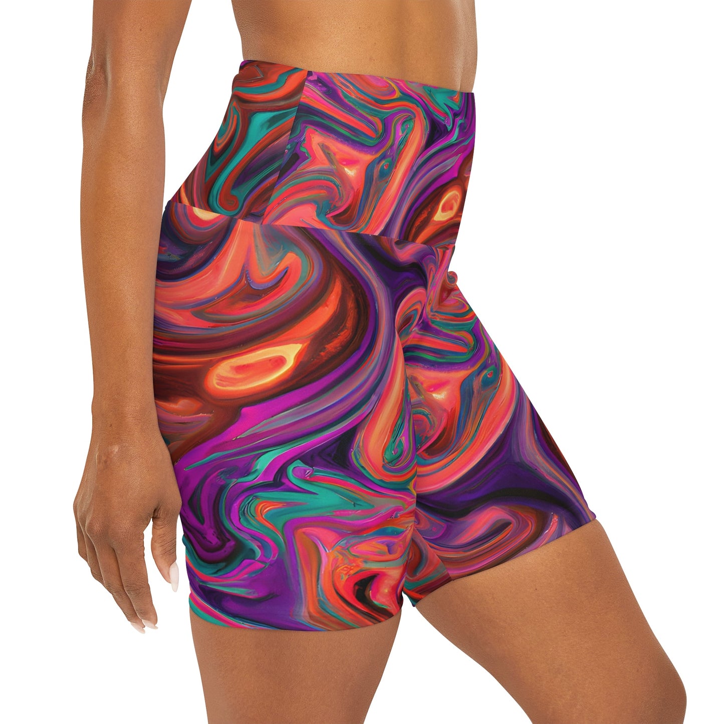 Women's Visual High Waisted Yoga Shorts - Yoga Shorts - Taigora Activewear